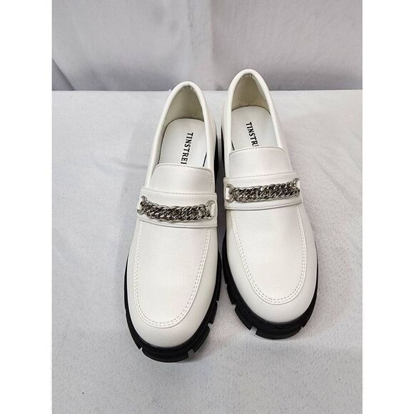 TINSTREE Size 9 Platform Loafers Chain Comfort Chunky Heel Slip On Round Toe Bus - Picture 7 of 9